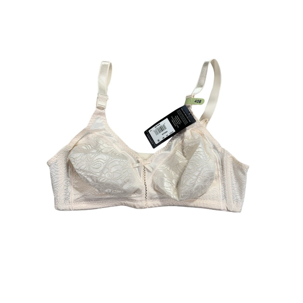 Bali DF3372 Double Support Lace Wirefree Bra Womens 40B Porcelain NWT